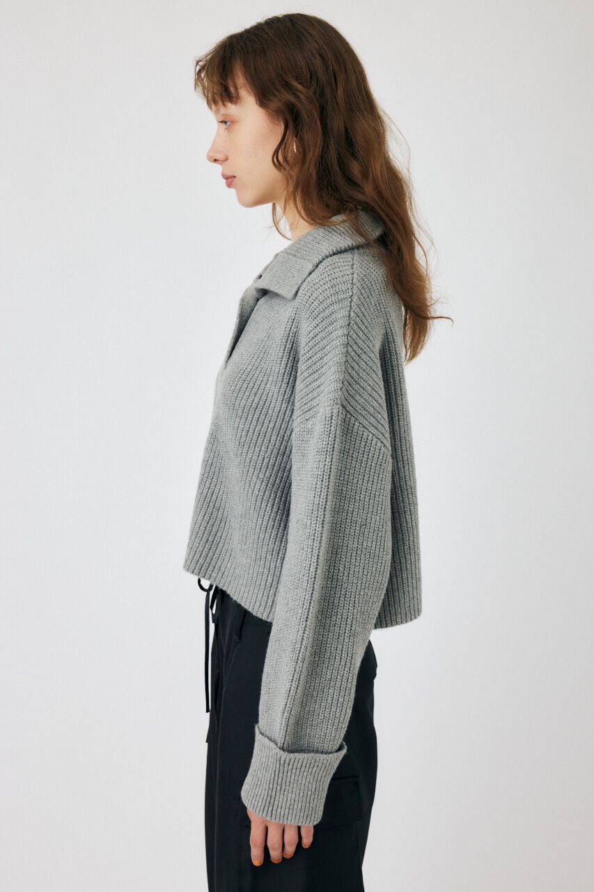 MOUSSY「BUTTON UP HI NECK KNIT トップス」|ニット・セーター|