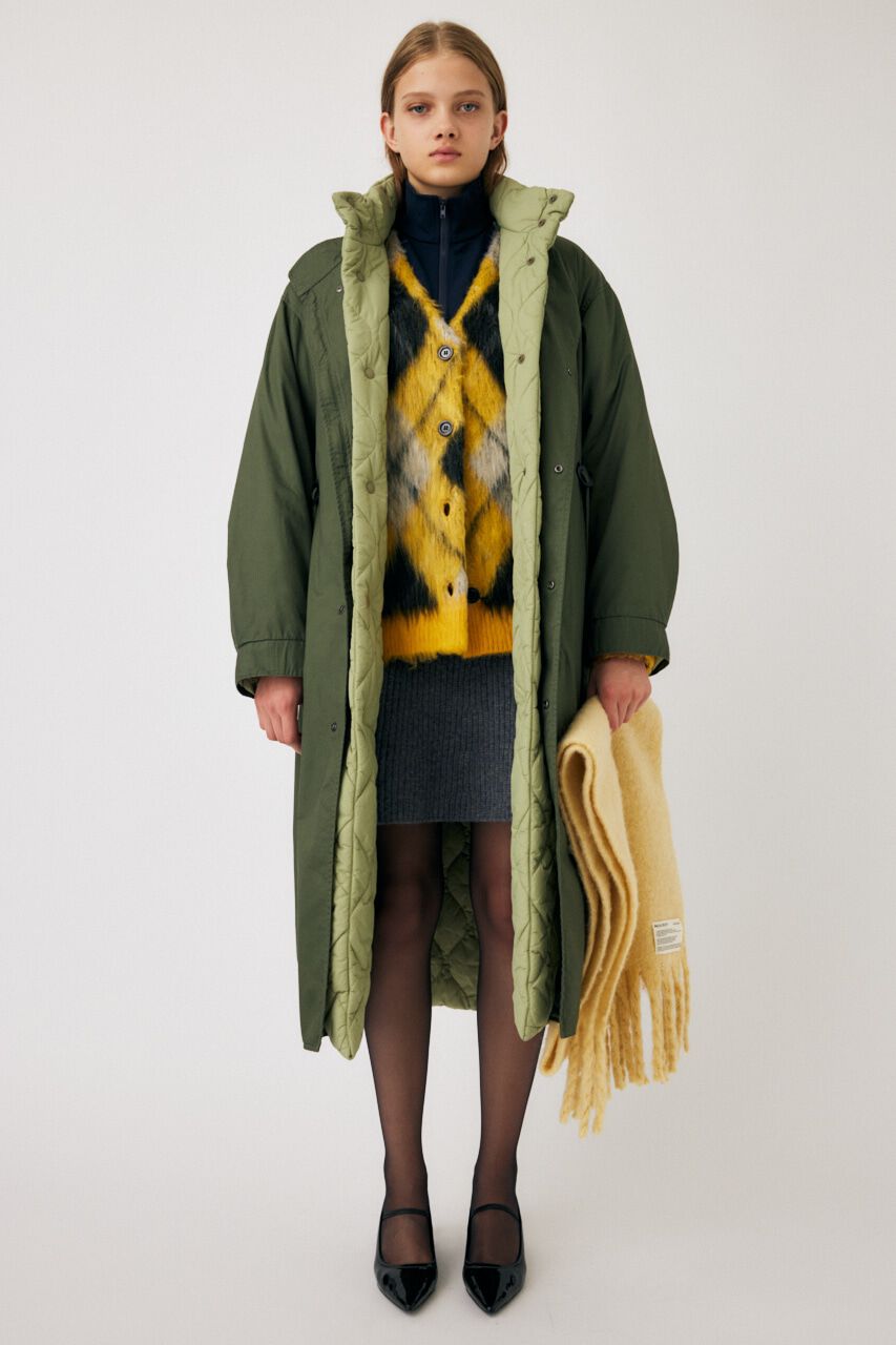 MOUSSY「SHAGGY KNIT ARGYLE カーディガン」|カーディガン|