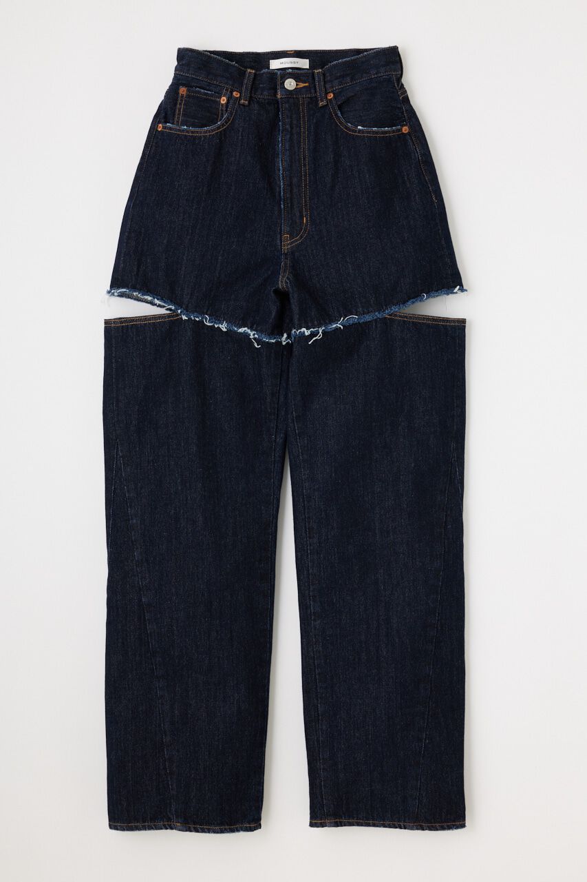 MOUSSY「CUT OUT WIDE STRAIGHT」|デニム|One Wash1