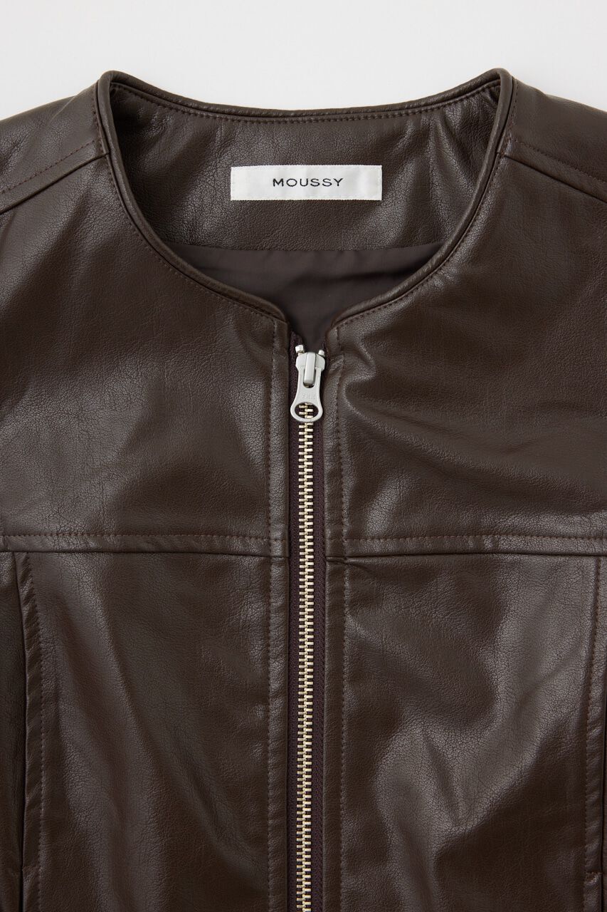 MOUSSY「ZIP UP F／LEATHER ベスト」|ダウンベスト・ベスト|