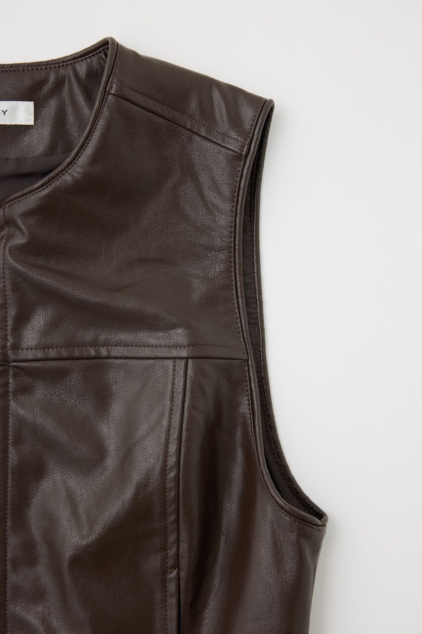 MOUSSY「ZIP UP F／LEATHER ベスト」|ダウンベスト・ベスト|