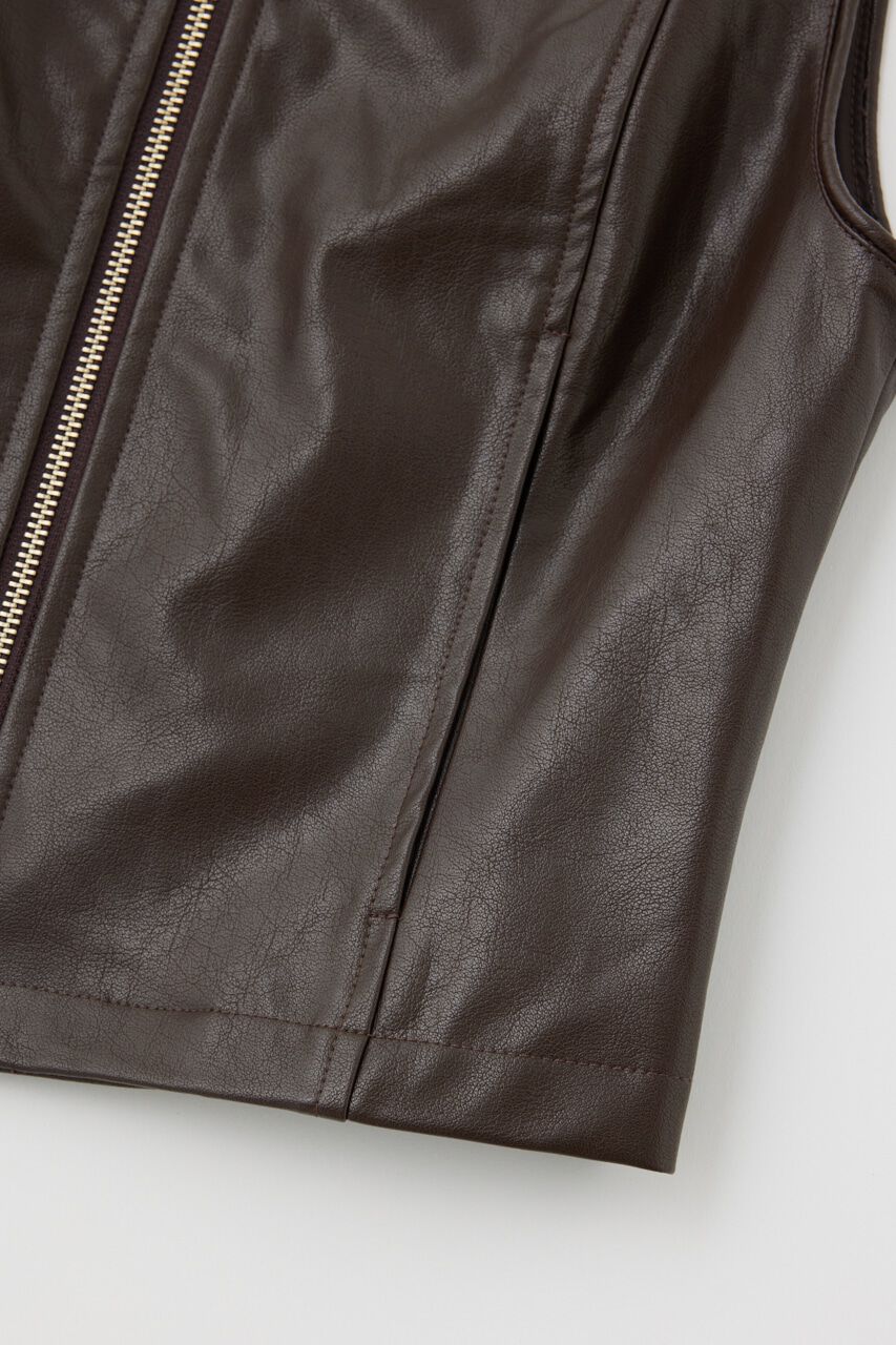 MOUSSY「ZIP UP F／LEATHER ベスト」|ダウンベスト・ベスト|