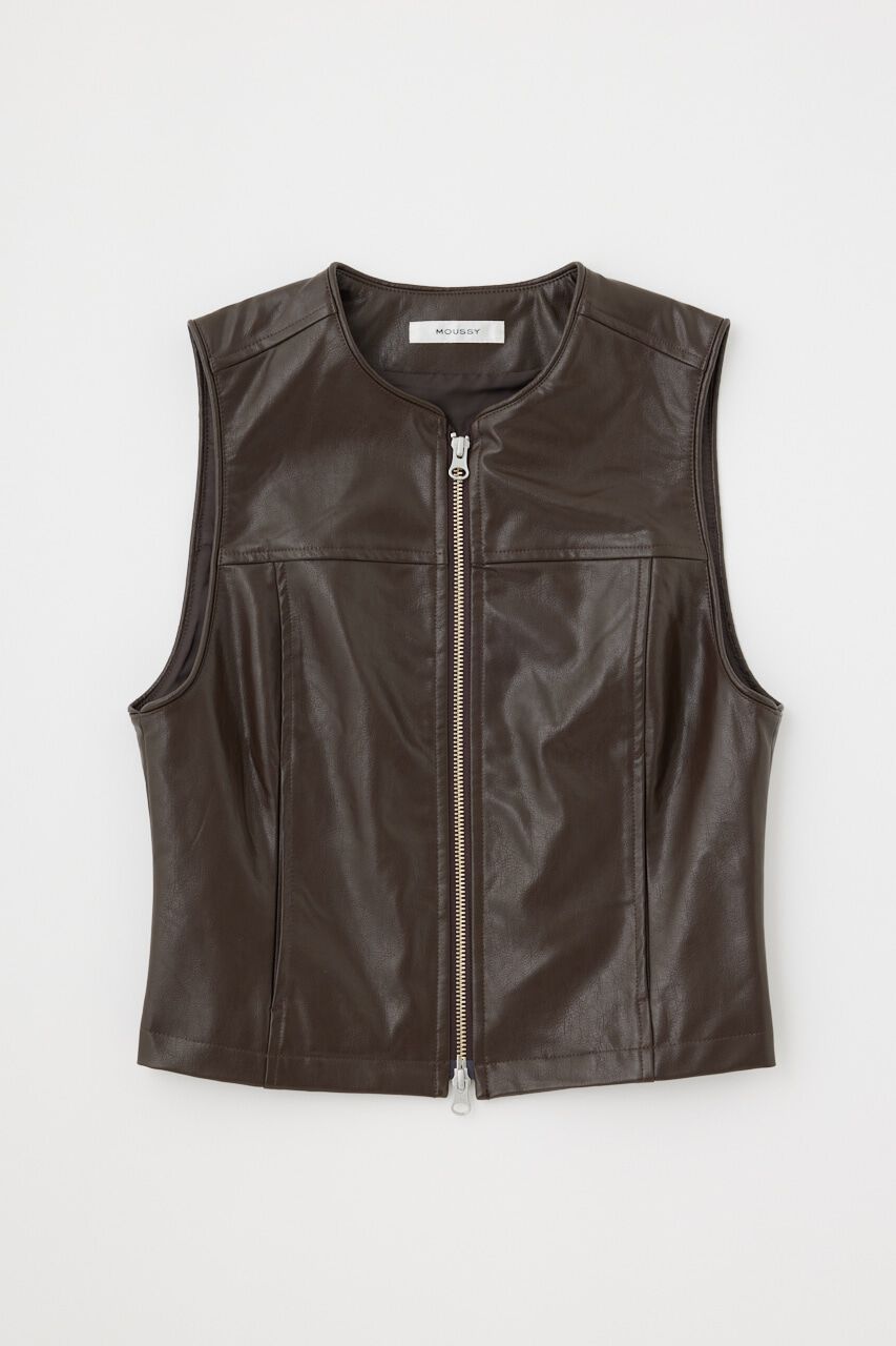 MOUSSY「ZIP UP F／LEATHER ベスト」|ダウンベスト・ベスト|