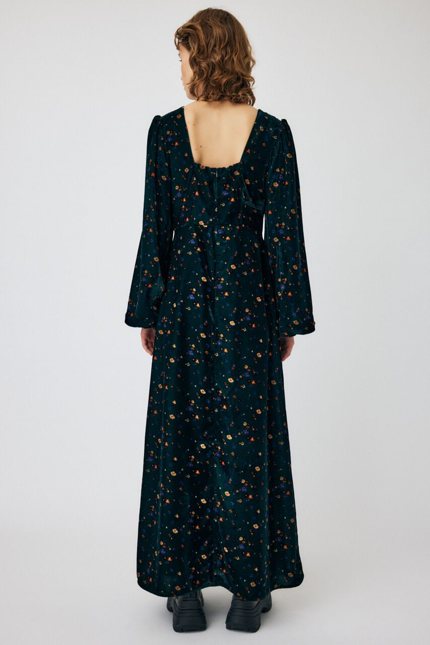 MOUSSY「FLORAL PRINT VELOUR ドレス」|ワンピース|