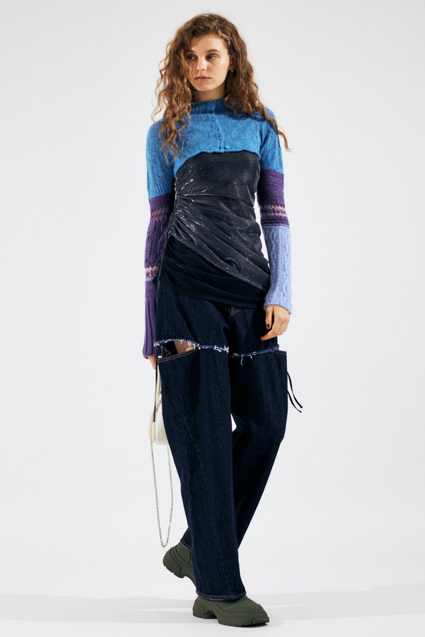 MOUSSY「MIX SHORT KNIT トップス」|ニット・セーター|