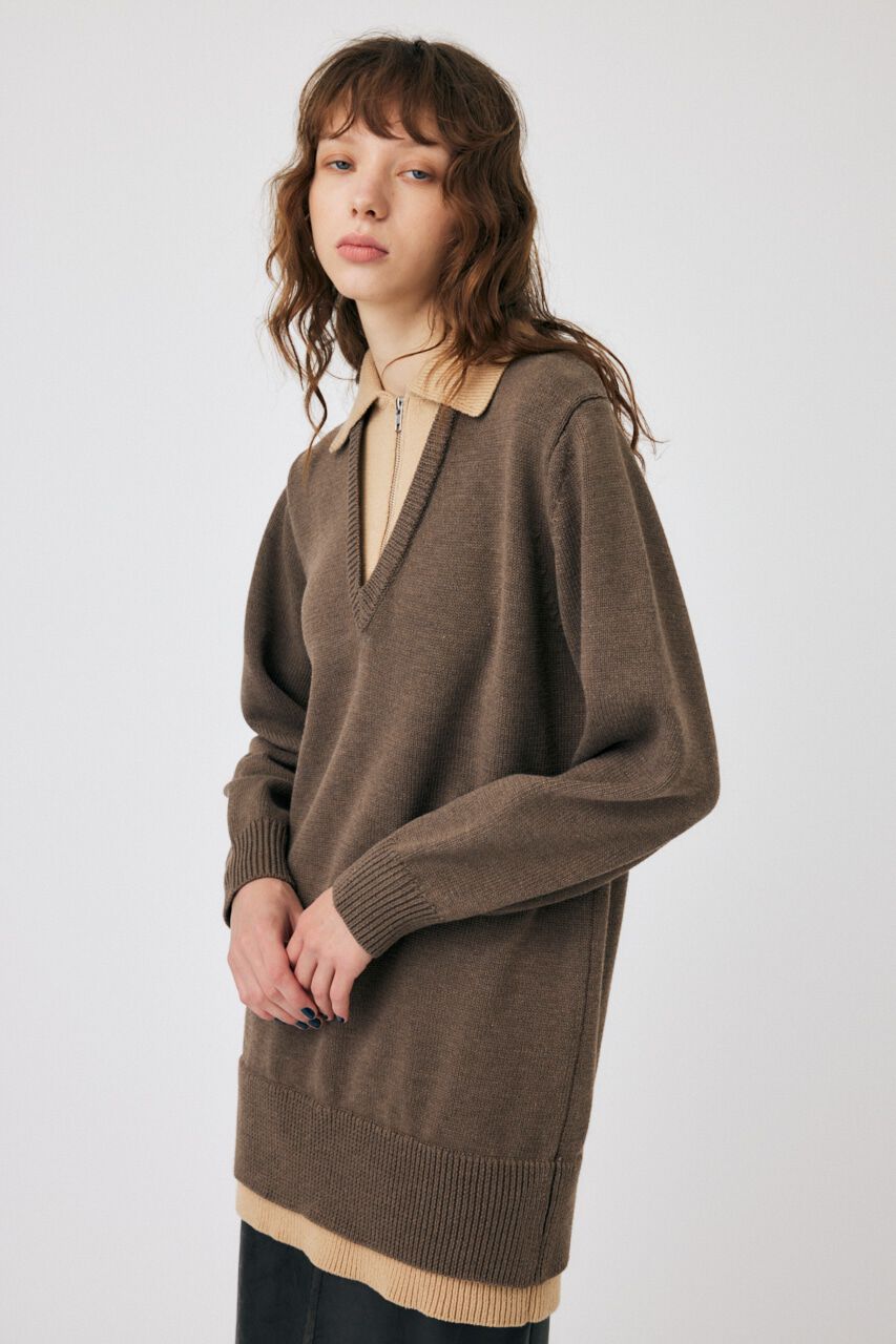 MOUSSY「LAYERED HALF ZIP ミニドレス」|ワンピース|