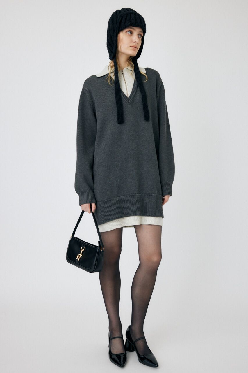 MOUSSY「LAYERED HALF ZIP ミニドレス」|ワンピース|