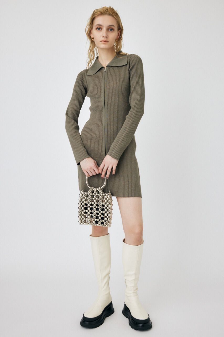MOUSSY「ZIP UP LS MINI ドレス」|ワンピース|