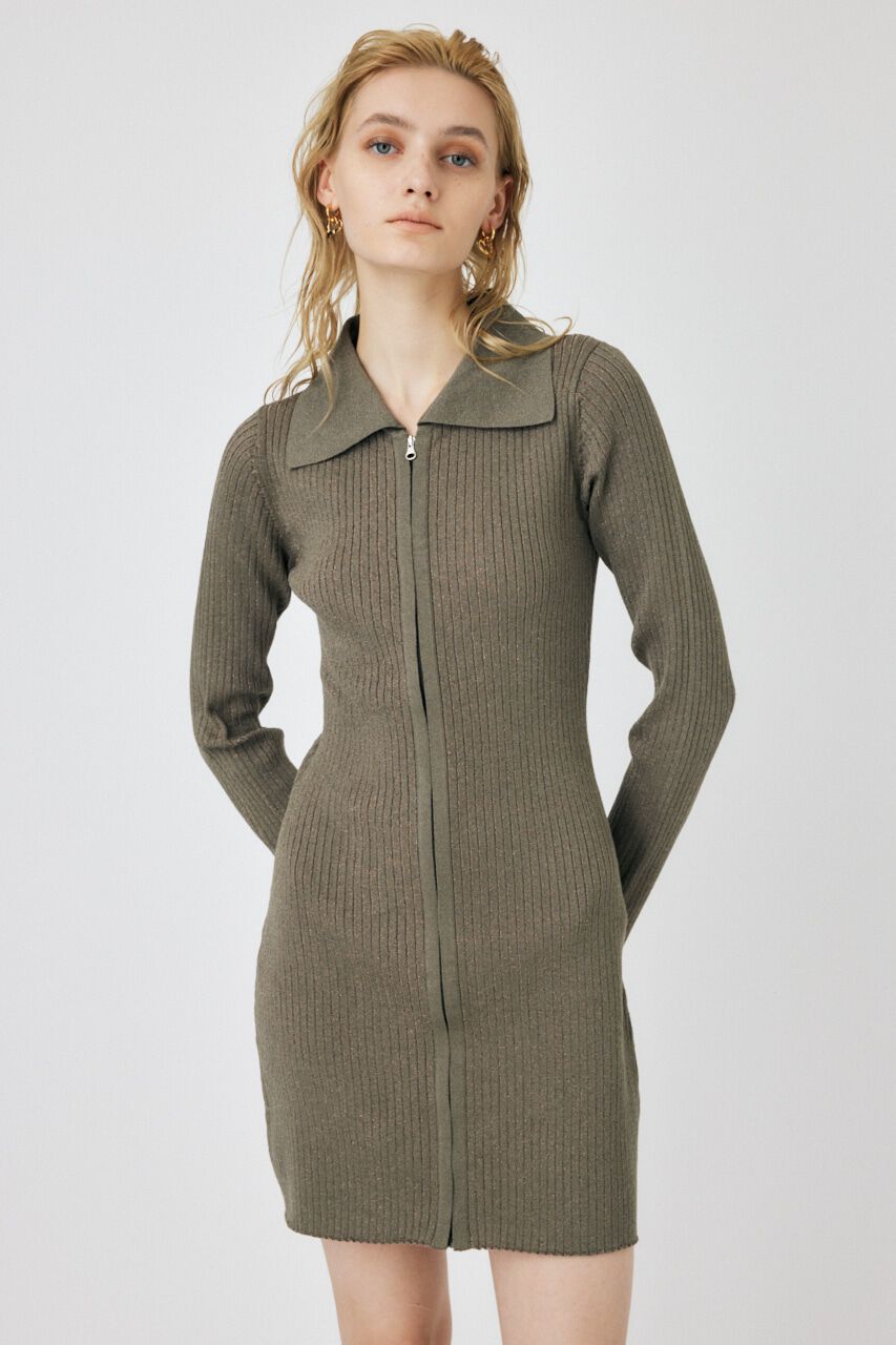 MOUSSY「ZIP UP LS MINI ドレス」|ワンピース|