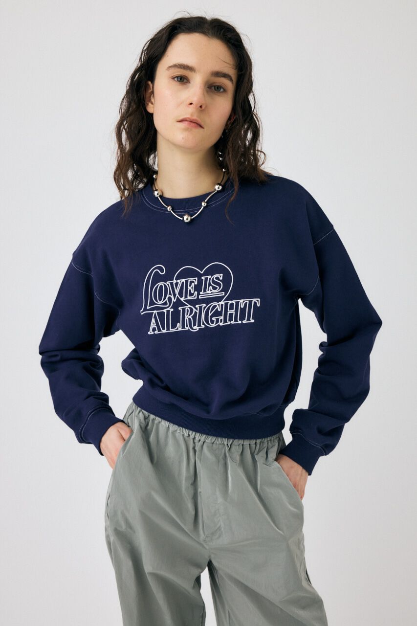 MOUSSY「LETTERED EMBROIDERY プルオーバー」|パーカー|NVY