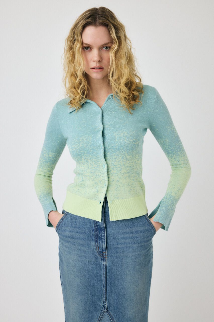 MOUSSY「KNIT SHIRT カーディガン」|シャツ・ブラウス|L/GRN1