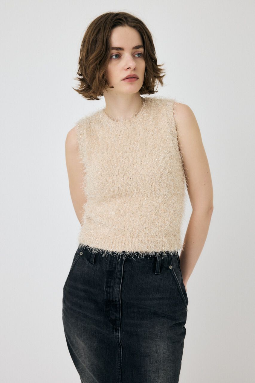 MOUSSY「SHAGGY GLITTER KNIT トップス」|ニット・セーター|