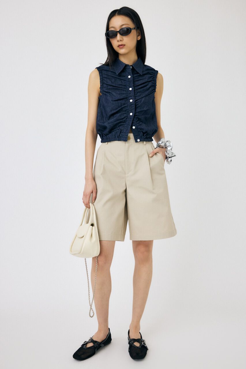 MOUSSY「GATHER SLEEVELESS デニムシャツ」|シャツ・ブラウス|