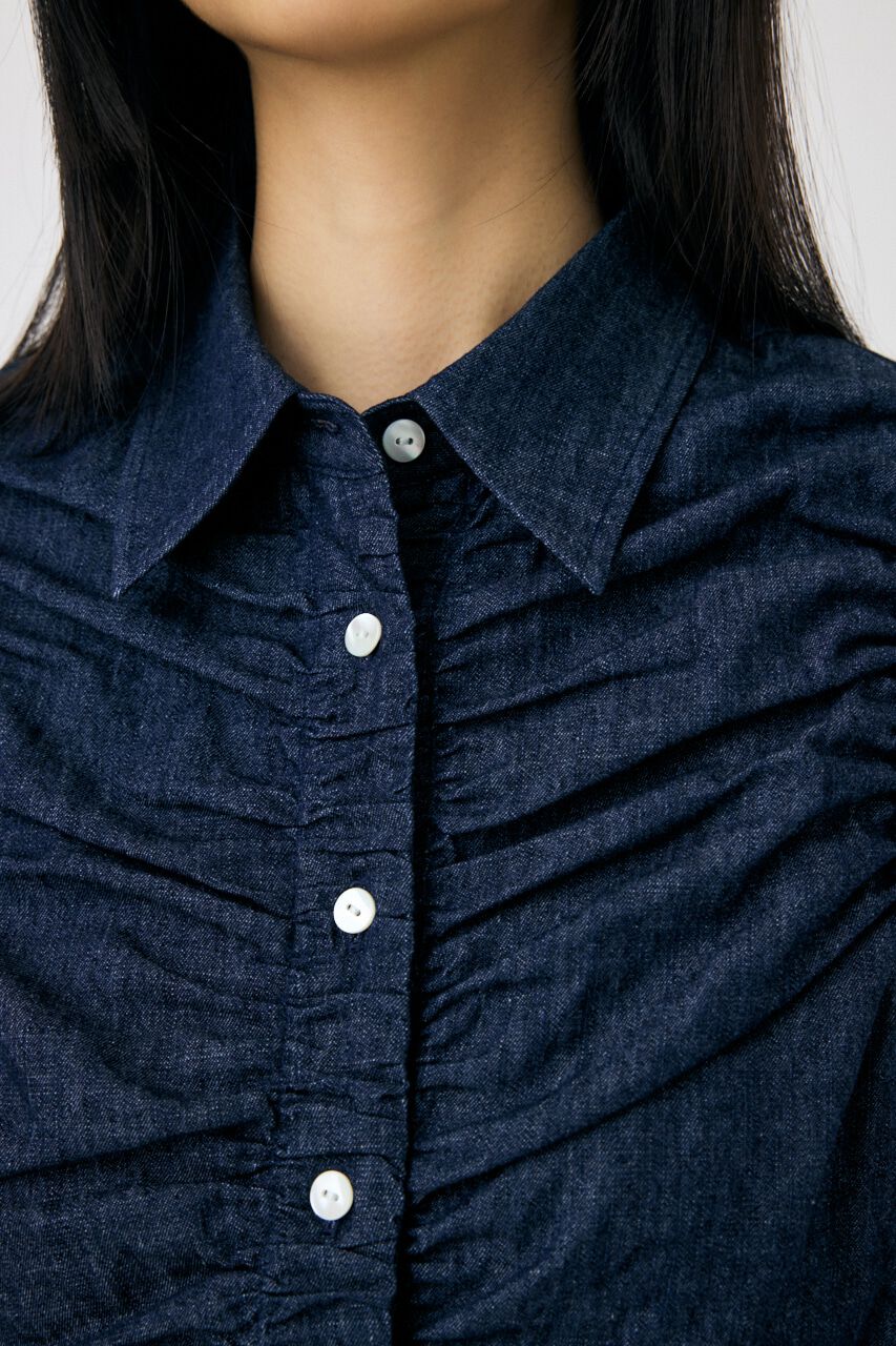 MOUSSY「GATHER SLEEVELESS デニムシャツ」|シャツ・ブラウス|