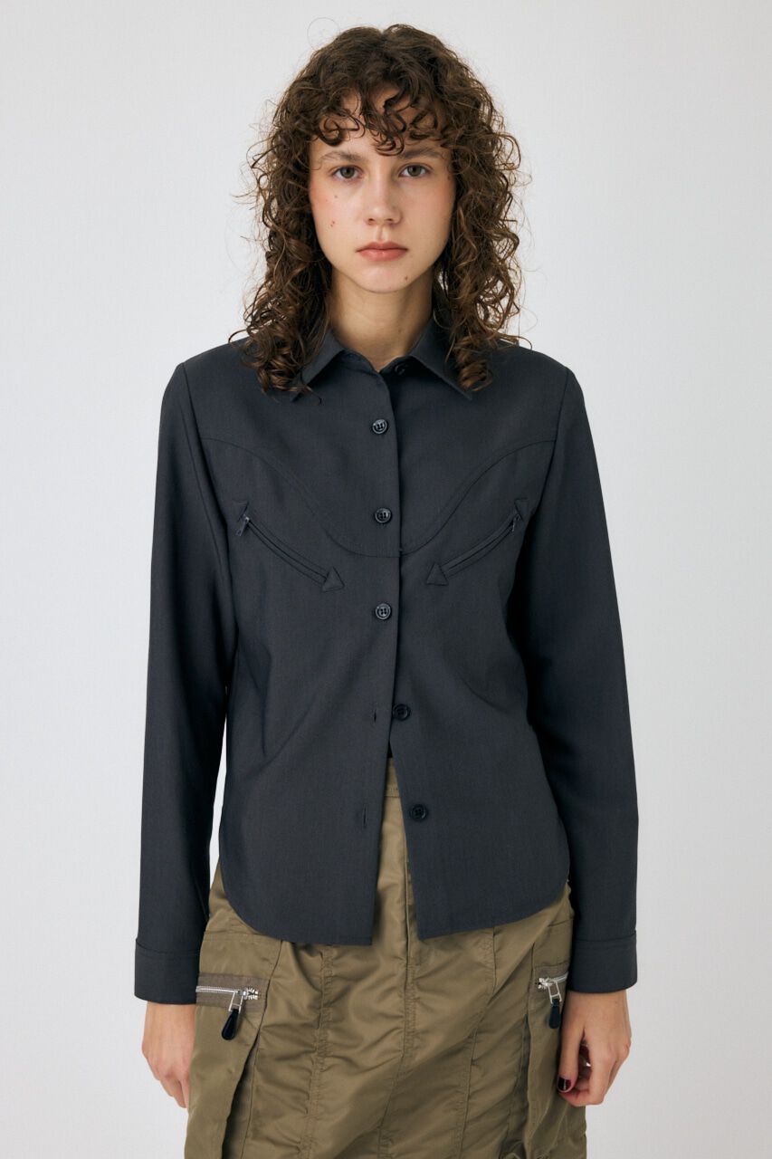 MOUSSY「CURVE POCKET DETAILシャツ」|シャツ・ブラウス|GRY