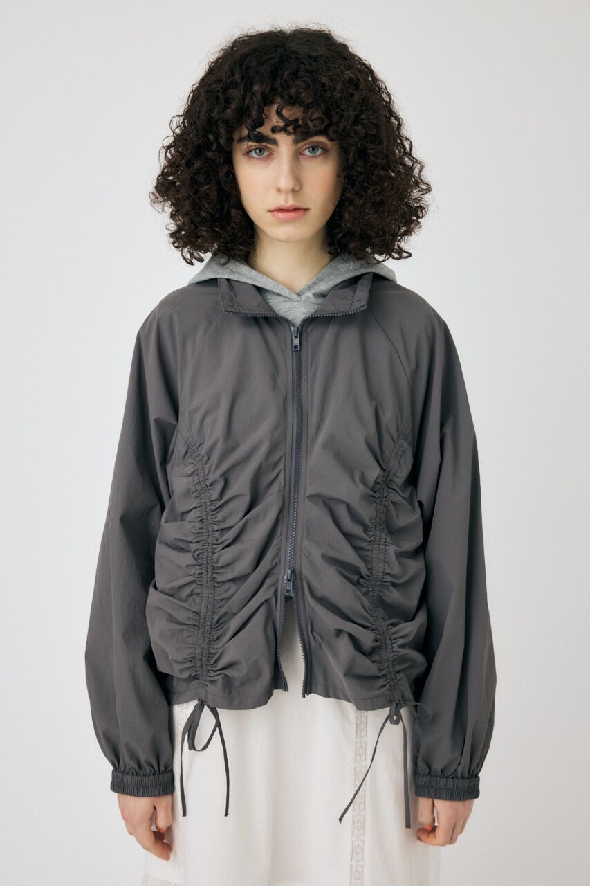 MOUSSY「RIBBON GATHER NYLON ジャケット」|ブルゾン・スタジャン|