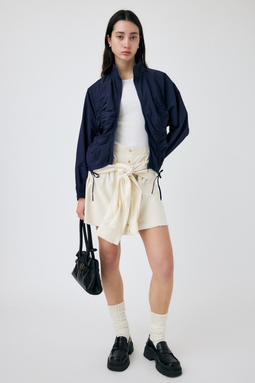 MOUSSY「RIBBON GATHER NYLON ジャケット」|ブルゾン・スタジャン|