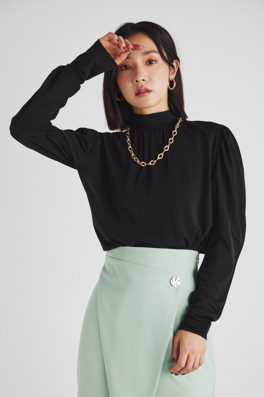 rienda「ラウンドSLVシアーTOP」|Tシャツ・カットソー|