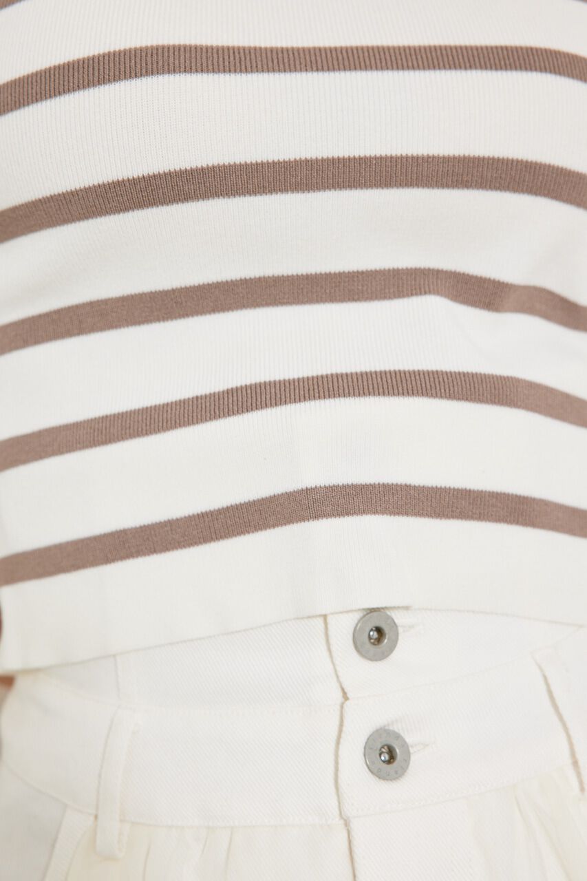 rienda「ボーダーショートknitTOP」|ニット・セーター|