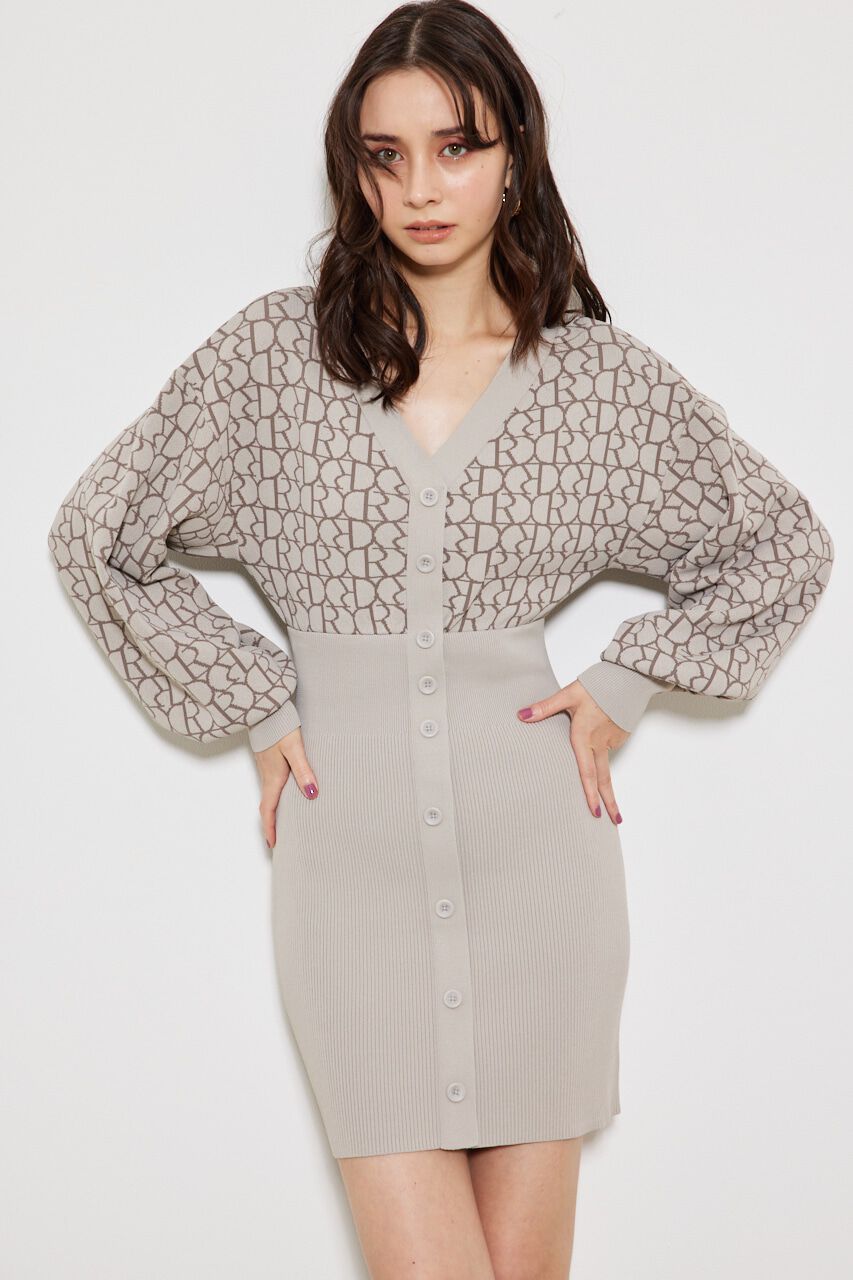 rienda「Rモノグラムミニknit OP」|ワンピース|BEG