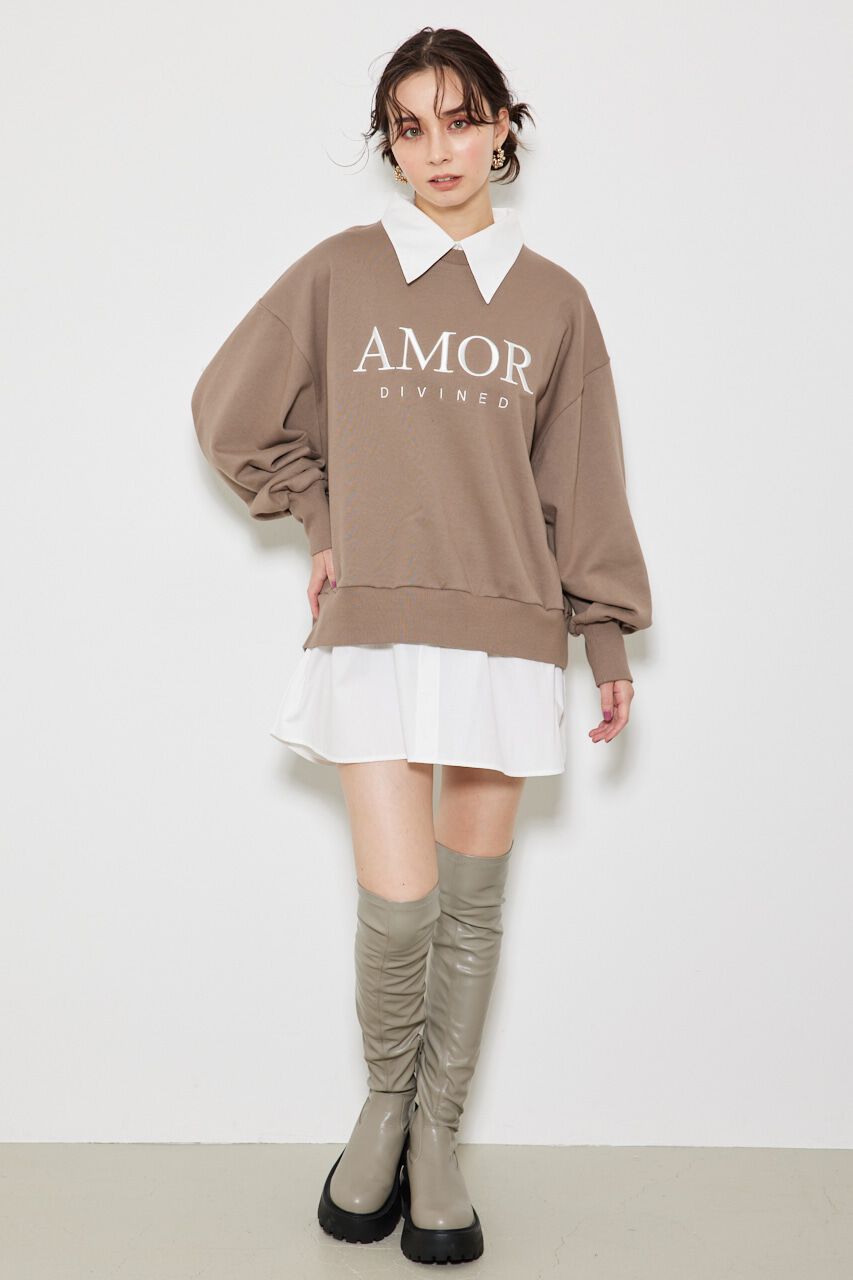 rienda「シャツコンビスウェットOP」|ワンピース|BEG