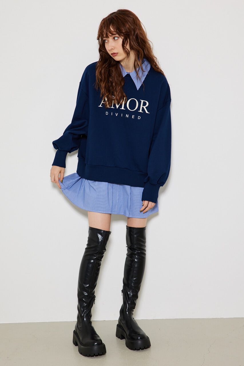 rienda「シャツコンビスウェットOP」|ワンピース|NVY