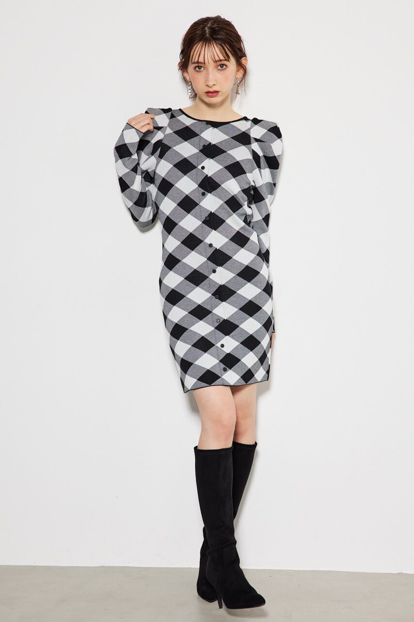 rienda「2WAYチェックジャガードknit OP」|ワンピース|
