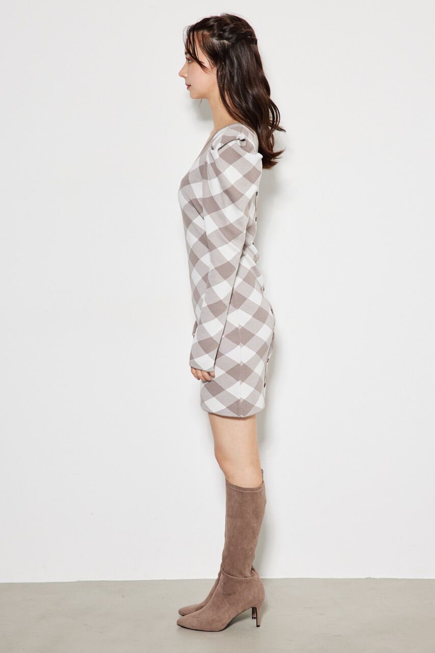 rienda「2WAYチェックジャガードknit OP」|ワンピース|