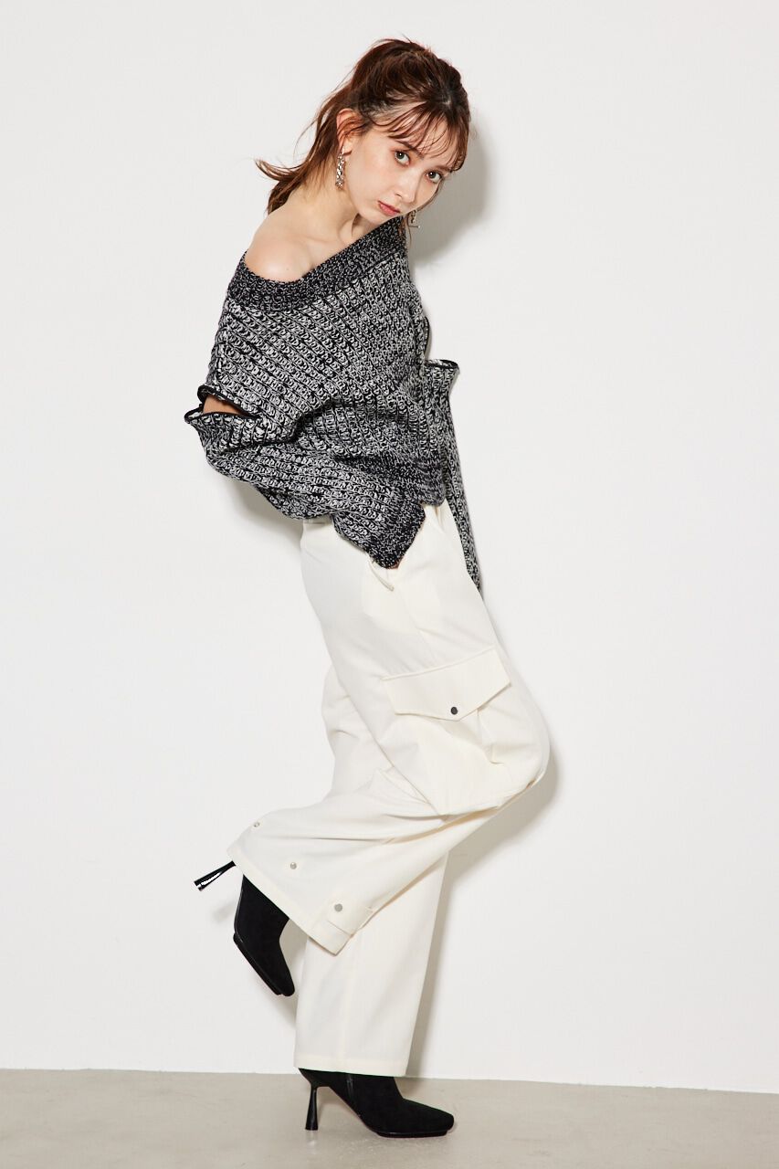 rienda「2WAYショルダーツィードKnitTOP」|ニット・セーター|