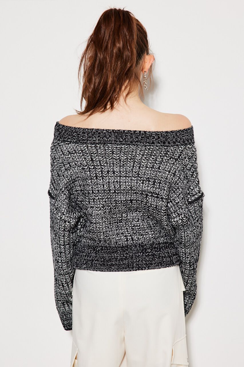 rienda「2WAYショルダーツィードKnitTOP」|ニット・セーター|