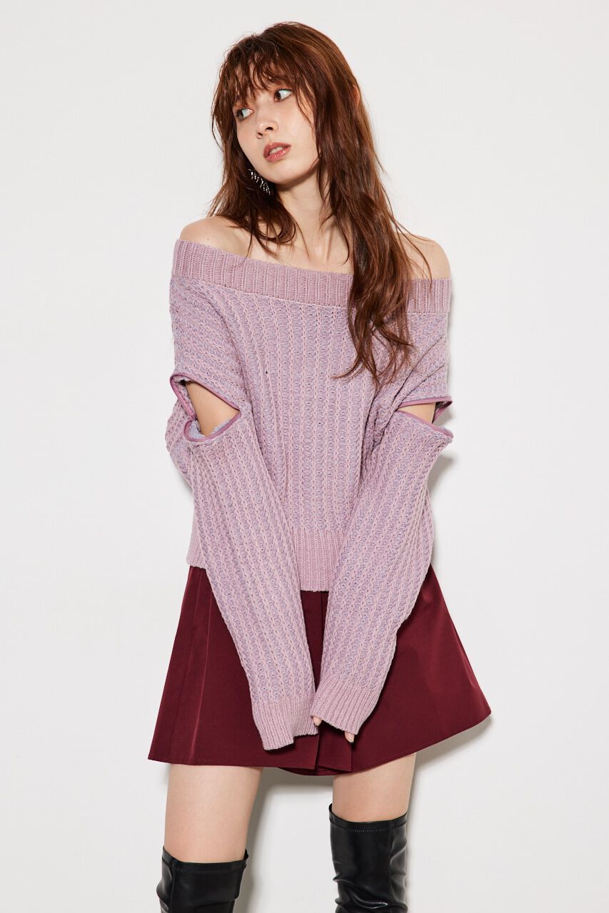 rienda「2WAYショルダーツィードKnitTOP」|ニット・セーター|