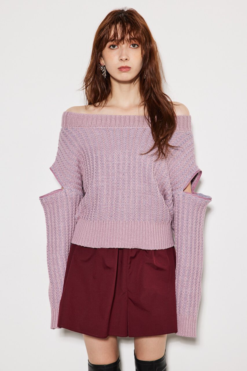 rienda「2WAYショルダーツィードKnitTOP」|ニット・セーター|