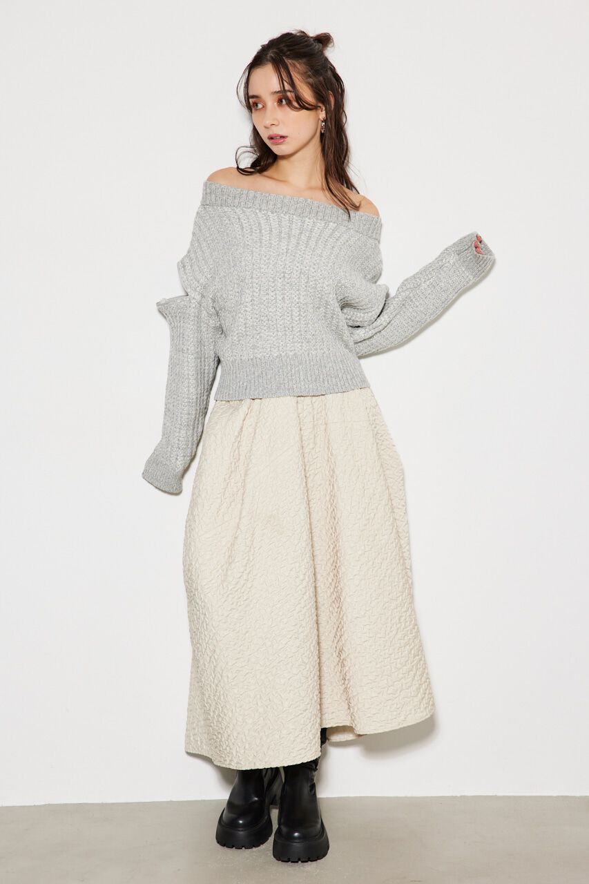 rienda「2WAYショルダーツィードKnitTOP」|ニット・セーター|