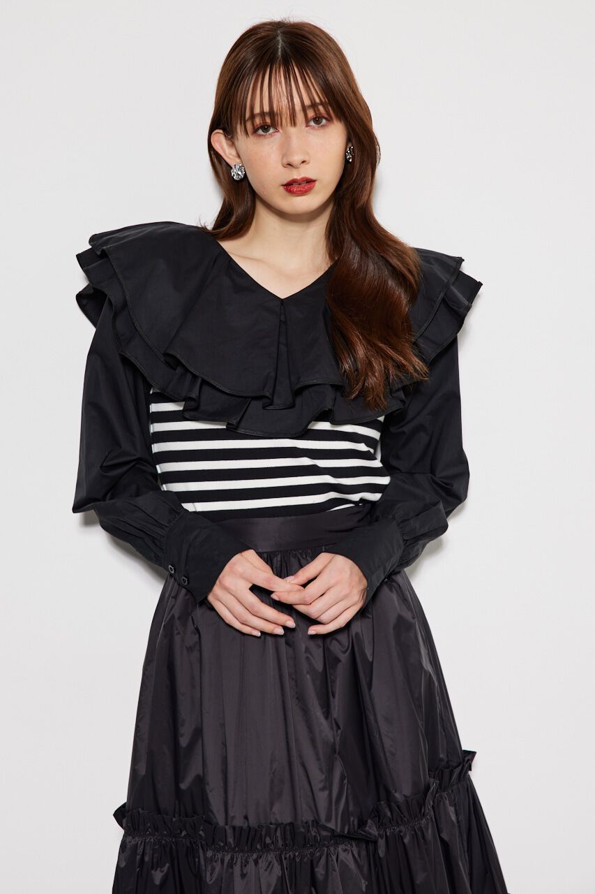 rienda「フリルコンビカット TOP」|Tシャツ・カットソー|Multi_1