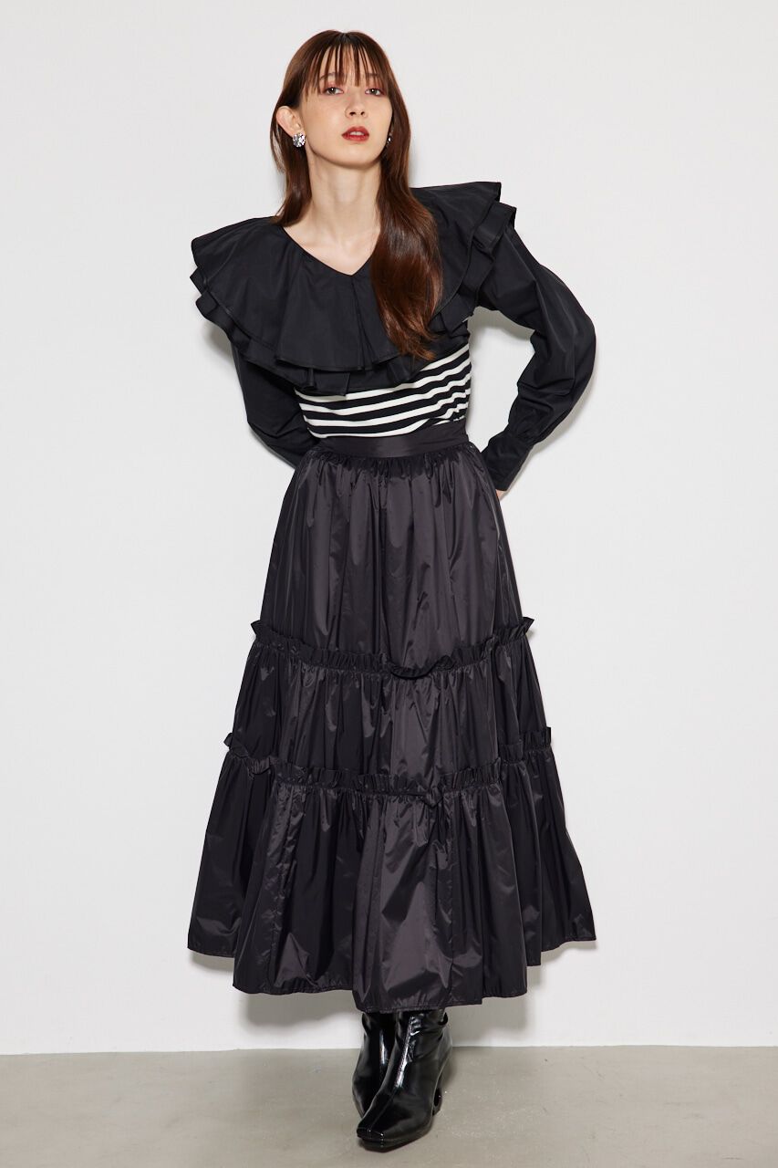 rienda「フリルコンビカット TOP」|Tシャツ・カットソー|