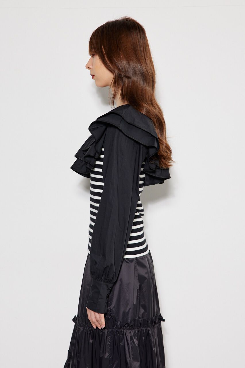 rienda「フリルコンビカット TOP」|Tシャツ・カットソー|