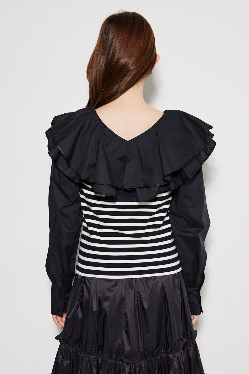 rienda「フリルコンビカット TOP」|Tシャツ・カットソー|