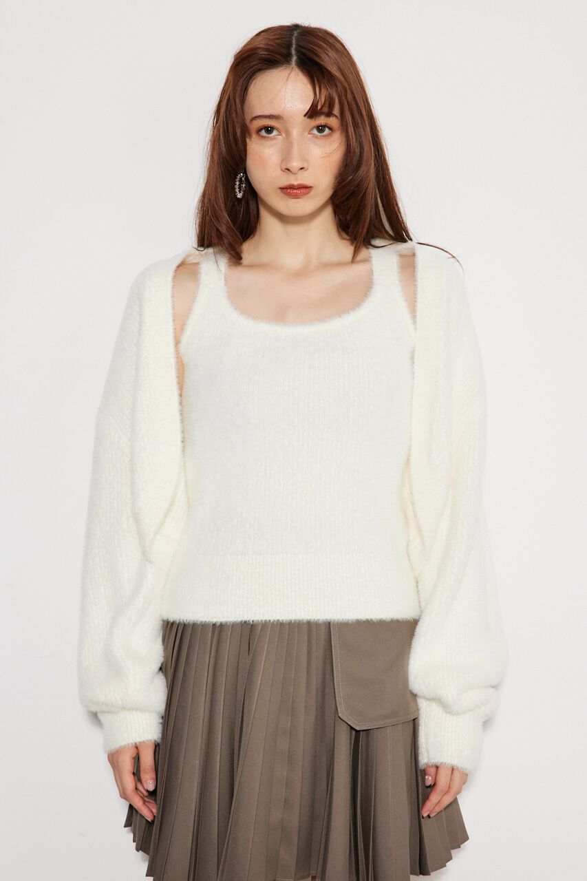 rienda「シャギーレイヤードキャミデザイン TOP」|ニット・セーター|