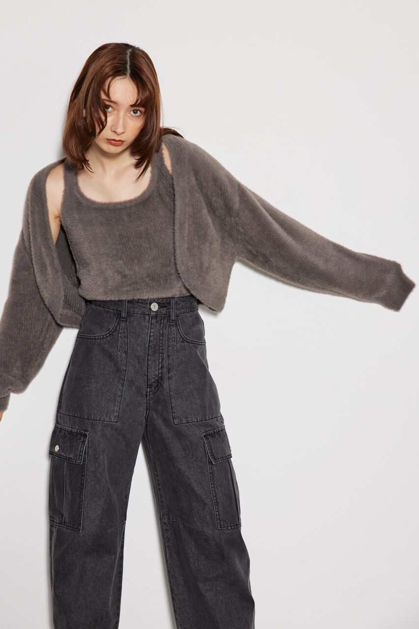 rienda「シャギーレイヤードキャミデザイン TOP」|ニット・セーター|