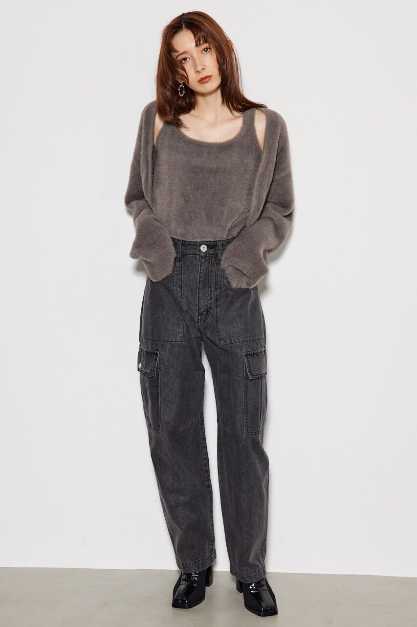 rienda「シャギーレイヤードキャミデザイン TOP」|ニット・セーター|