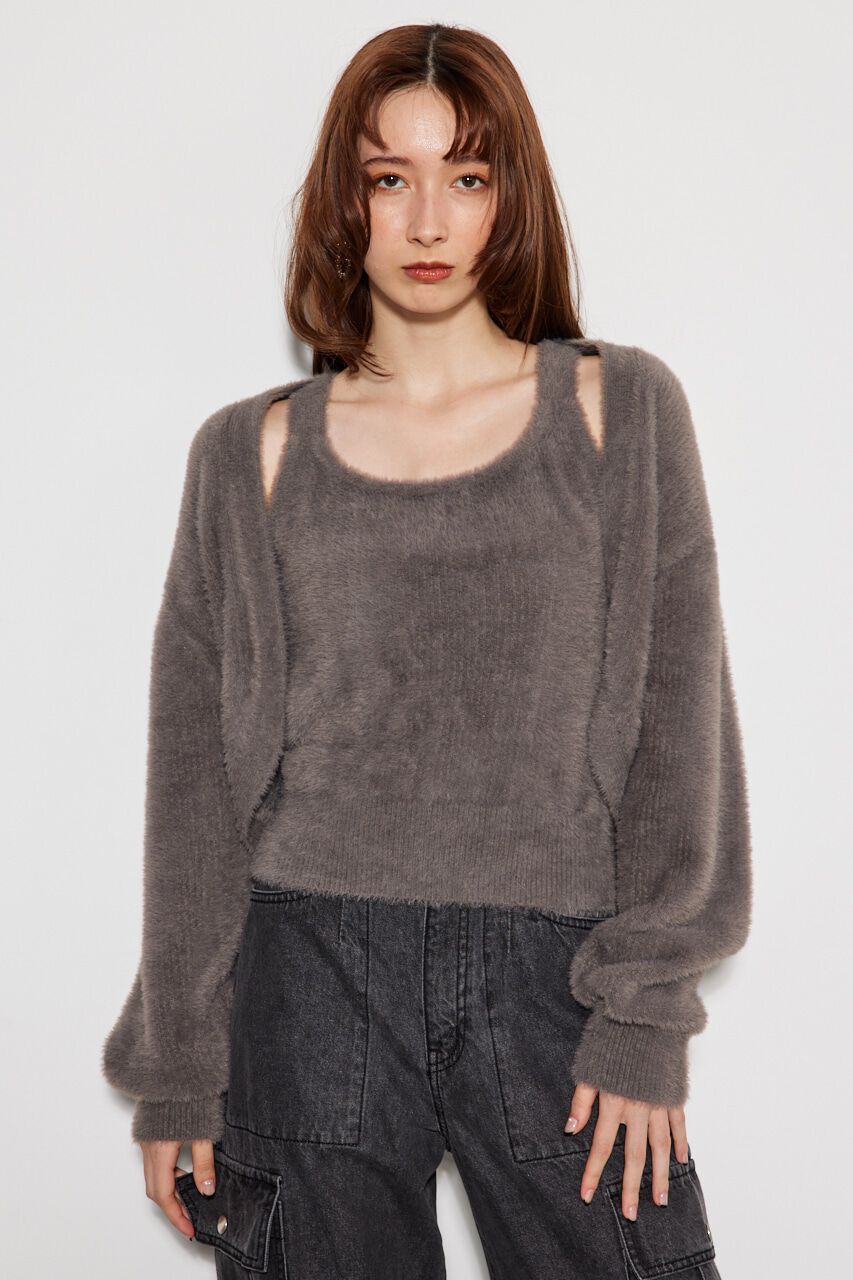 rienda「シャギーレイヤードキャミデザイン TOP」|ニット・セーター|