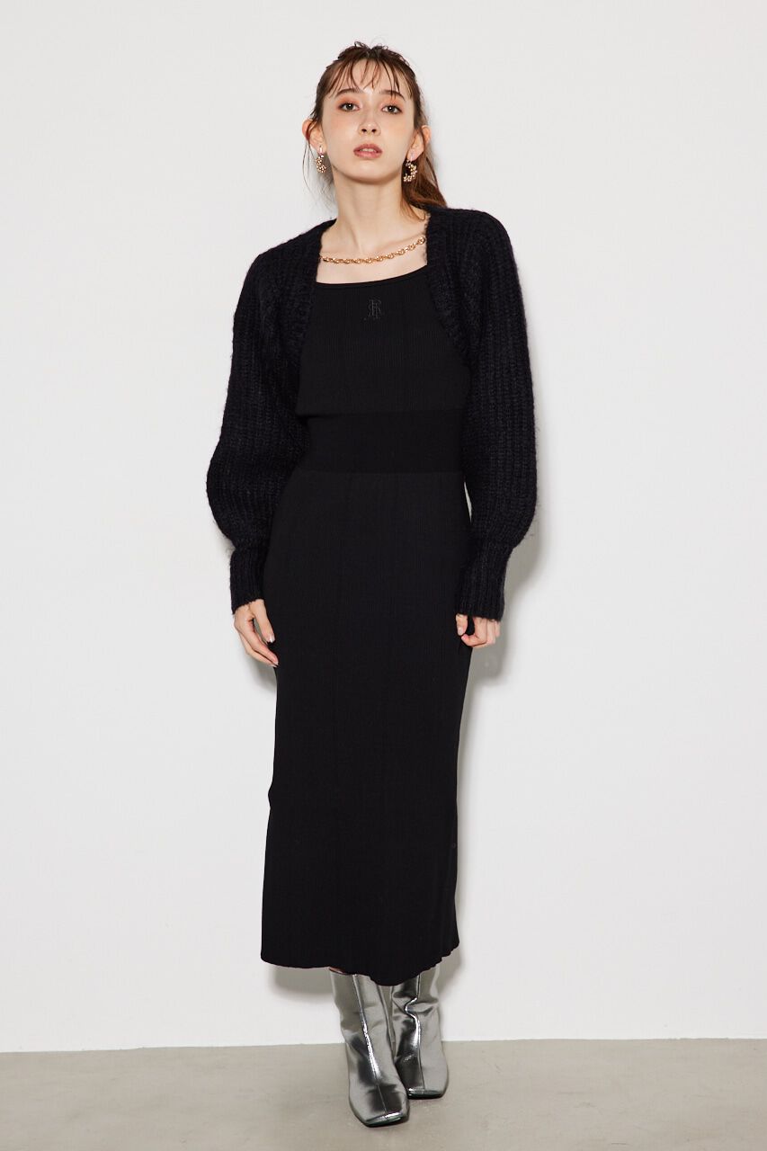 rienda「2WAY RRボレロタイトKnit OP」|ワンピース|BLK