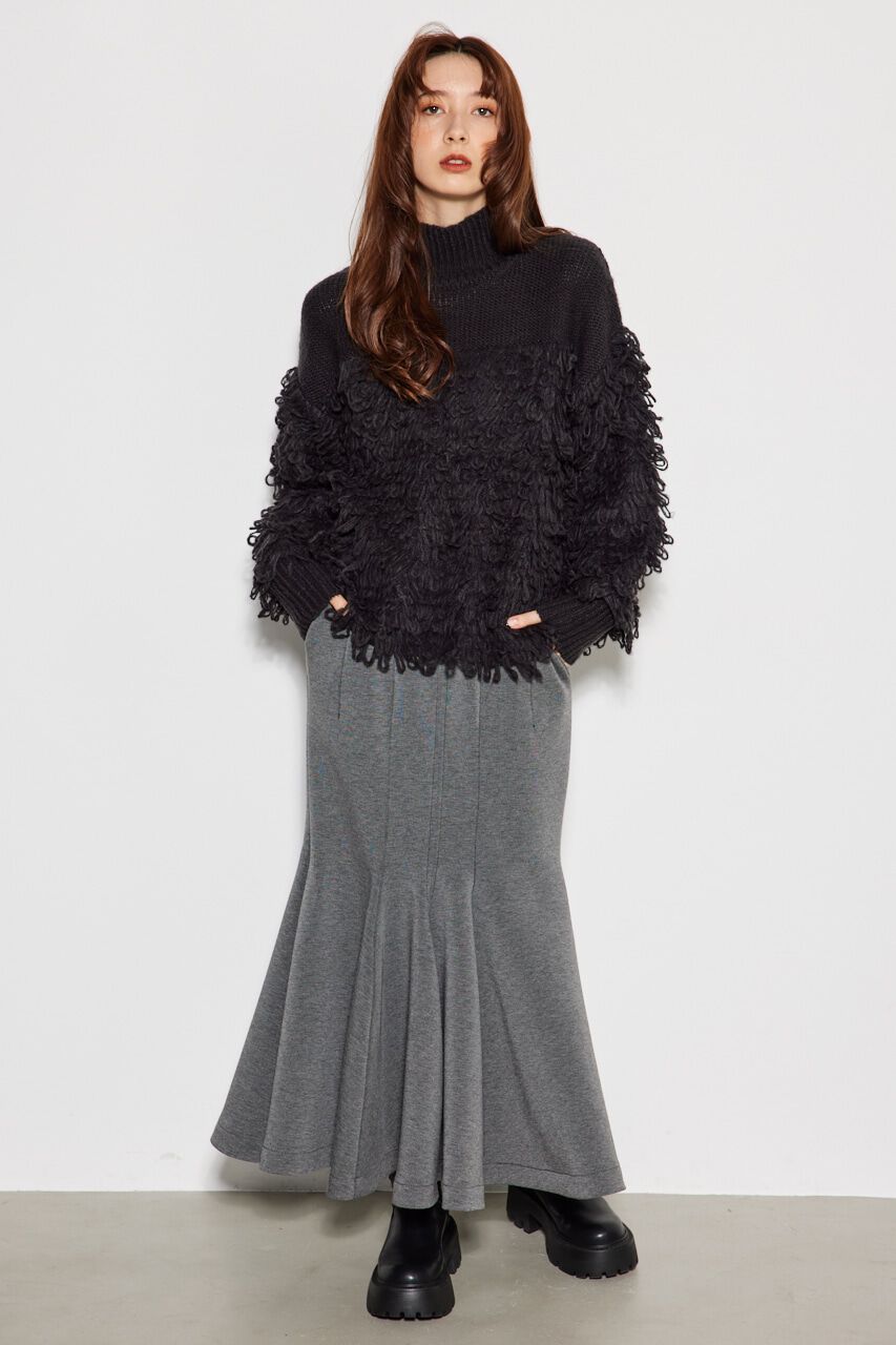 rienda「フリンジコンビKnit TOP」|ニット・セーター|