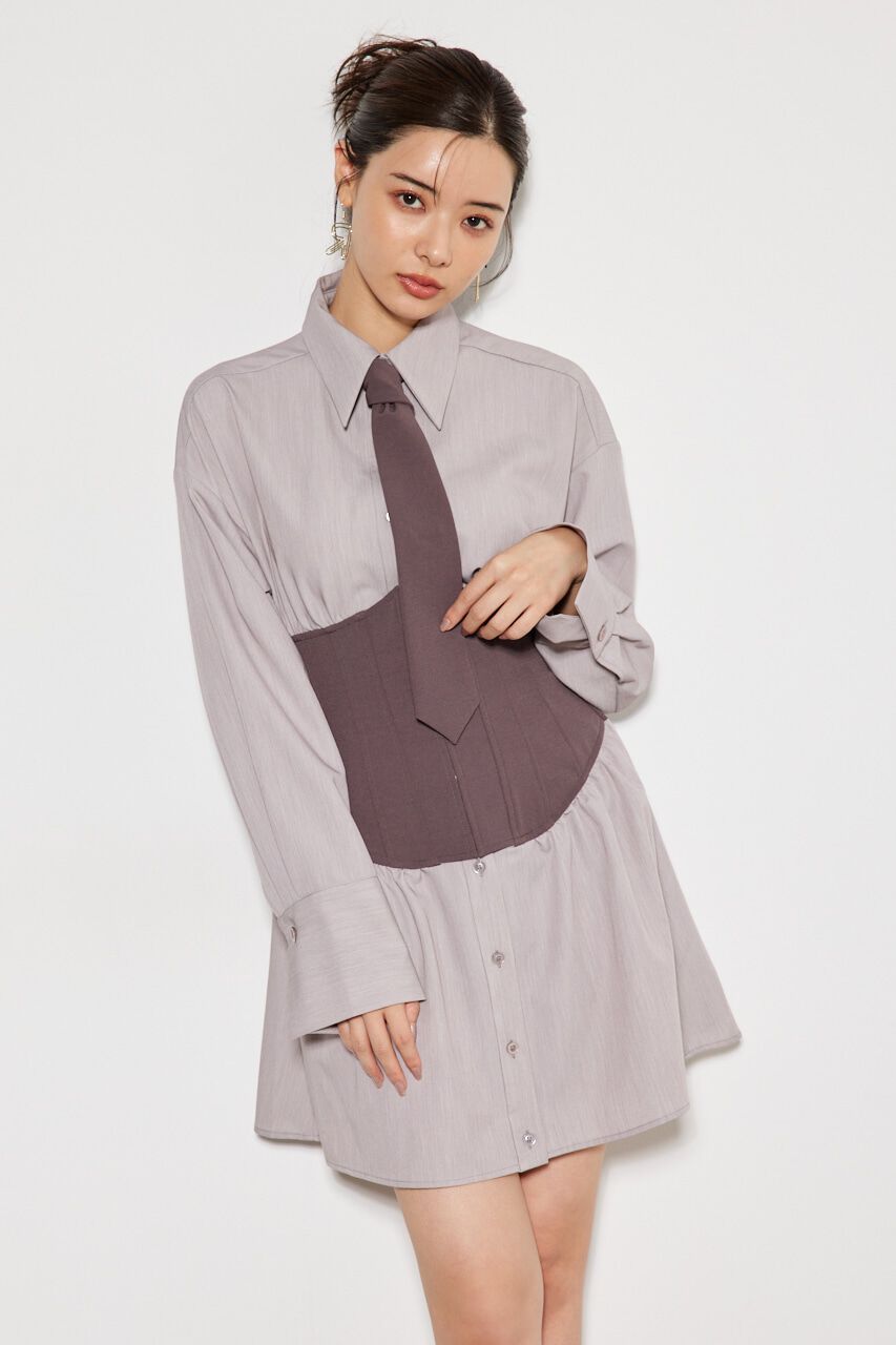 rienda「コルセットデザインシャツワンピース」|ワンピース|