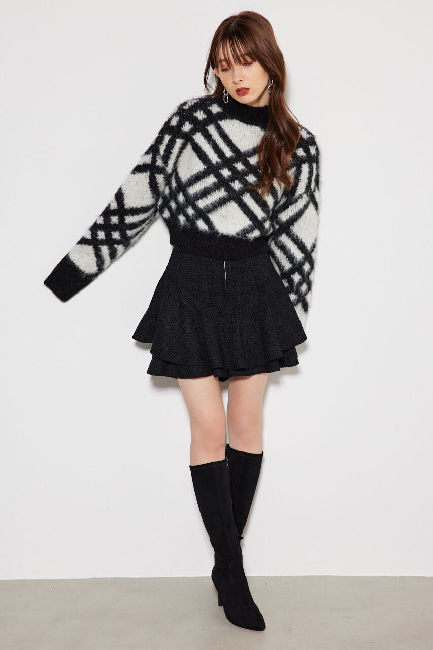 rienda「バイアスチェックニット TOP」|ニット・セーター|