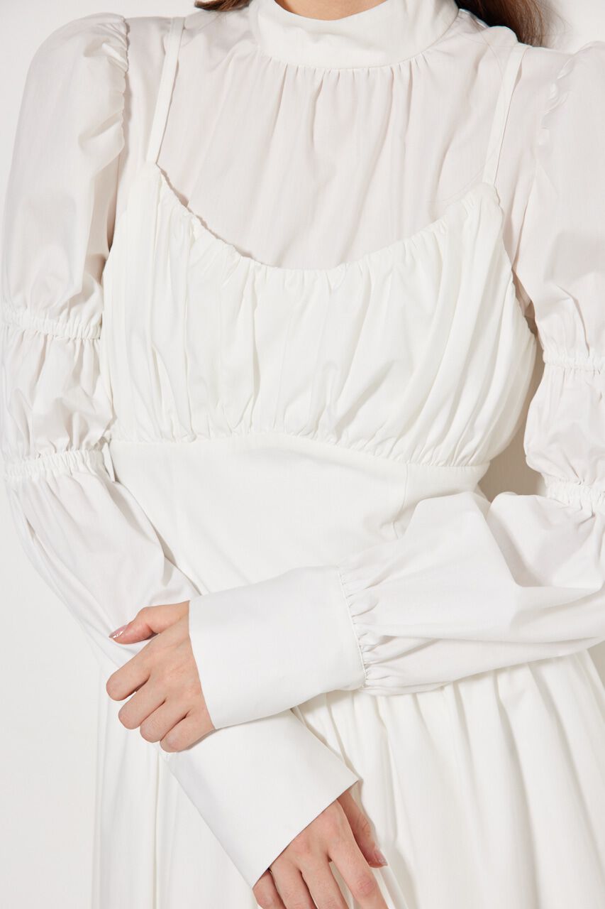 rienda「ビスチェディテールギャザーフレアOP」|ワンピース|