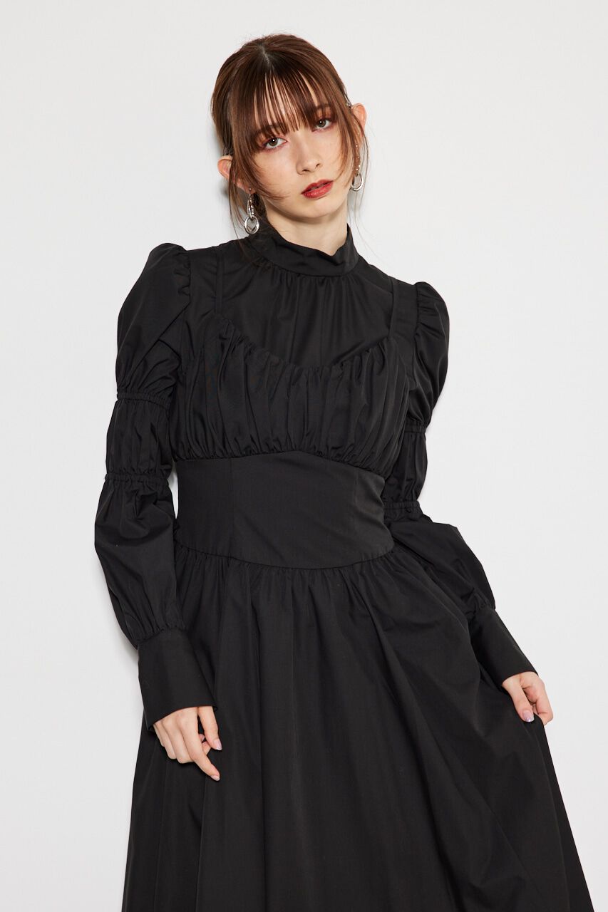 rienda「ビスチェディテールギャザーフレアOP」|ワンピース|