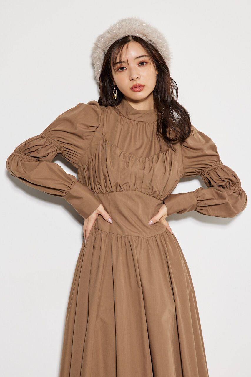 rienda「ビスチェディテールギャザーフレアOP」|ワンピース|