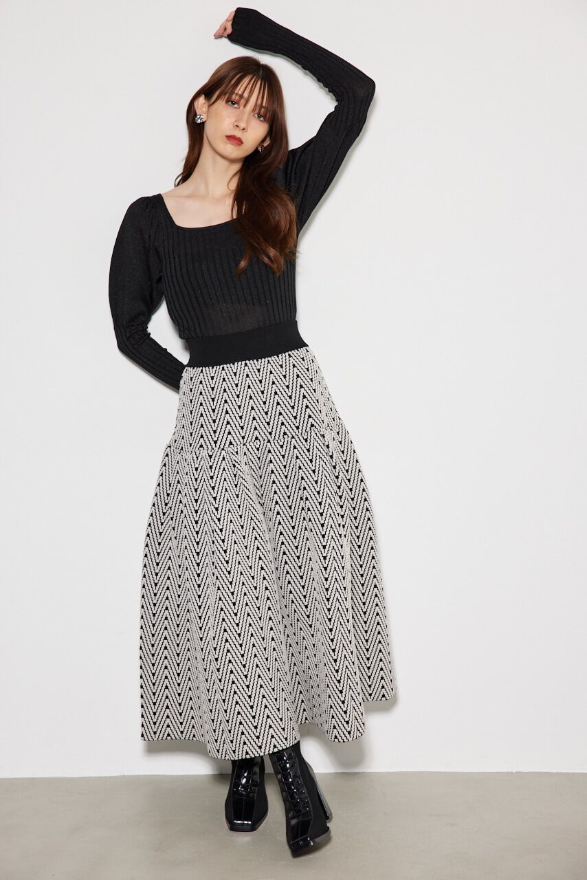 rienda「ヘリンボンJQ Knit フレアSK」|スカート|