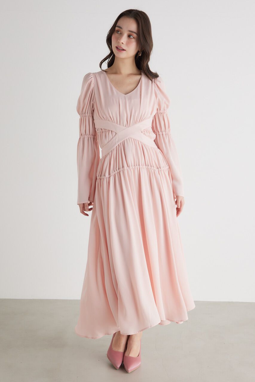 rienda「クロスBELTギャザーフレアOP」|ワンピース|